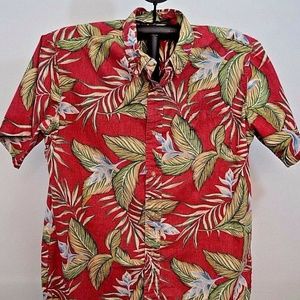Reyn Spooner Hawaiian Shirt Red/Leaves SS L (No si